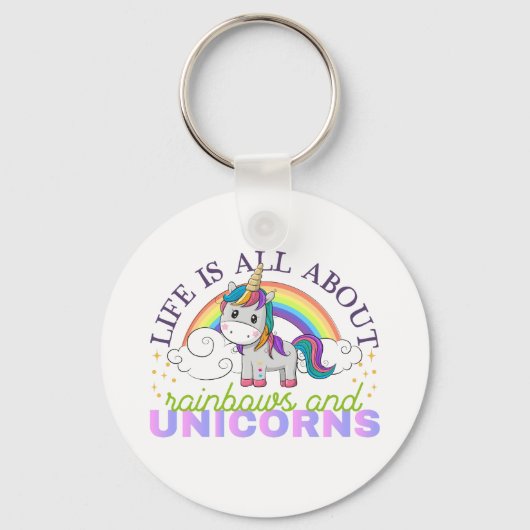 Life is all about rainbow and unicorns キーホルダー (正面)