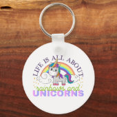 Life is all about rainbow and unicorns キーホルダー (正面)