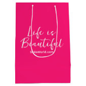 Life is beautiful Blogブランドウェブサイトピンク ミディアムペーパーバッグ (裏面)