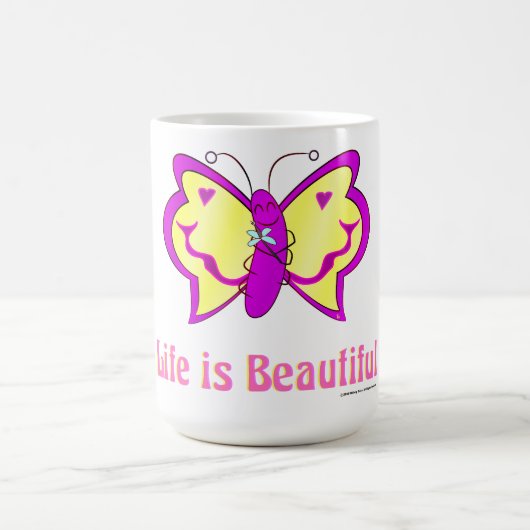 Life Is Beautiful Butterfly コーヒーマグカップ (中央)