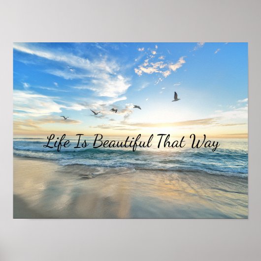 Life Is Beautiful Ocean Waves Sunrise ポスター (正面)