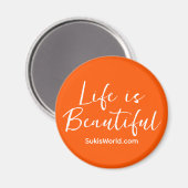 Life is Beautiful Orange BrandブログWebサイト マグネット (正面/裏面)