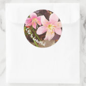 LIFE IS BEAUTIFUL PINK LILIESスタンプ ラウンドシール (バッグ)