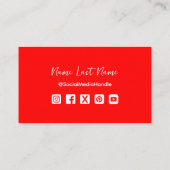 Life is Beautiful Red Blog Websiteソーシャルメディア 名刺 (裏面)