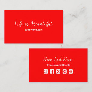 Life is Beautiful Red Blog Websiteソーシャルメディア 名刺