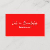 Life is Beautiful Red Blog Websiteソーシャルメディア 名刺 (正面)