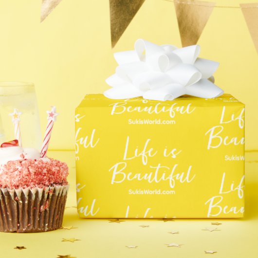 Life is Beautiful Yellow Blogブランドサイト ラッピングペーパー (誕生日パーティー)