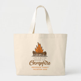 Life is Better Around the Campfire Tote Bag ラージトートバッグ