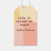 Life is better at beach yellow orange boho rustic ギフトタグ (裏面)