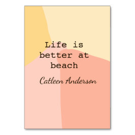 Life is better at beach yellow orange boho rustic  テーブルナンバー