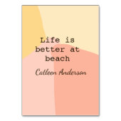 Life is better at beach yellow orange boho rustic  テーブルナンバー (裏面)