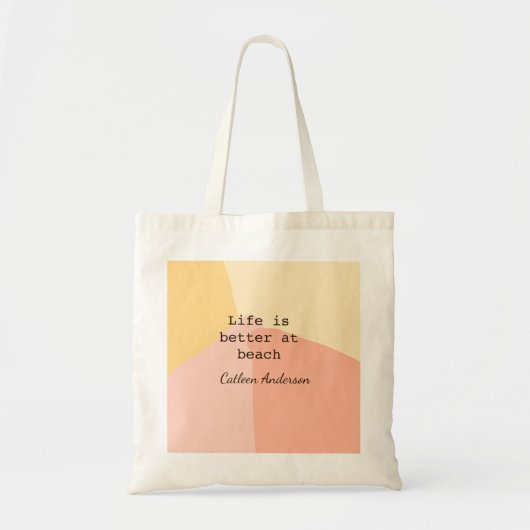 Life is better at beach yellow orange boho rustic トートバッグ (正面)