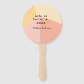Life is better at beach yellow orange boho rustic  ハンドファン (裏面)