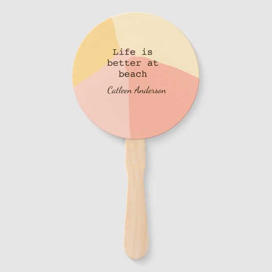 Life is better at beach yellow orange boho rustic  ハンドファン (正面)