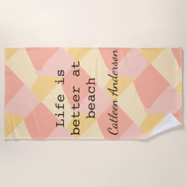 Life is better at beach yellow orange boho rustic  ビーチタオル