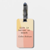 Life is better at beach yellow orange boho rustic  ラゲッジタグ (裏面縦)