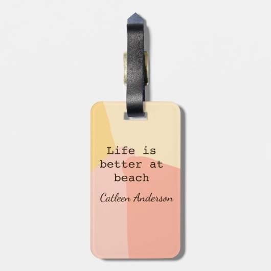 Life is better at beach yellow orange boho rustic  ラゲッジタグ (裏面縦)