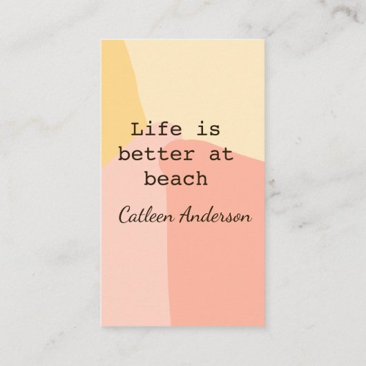 Life is better at beach yellow orange boho rustic  名刺 (裏面)