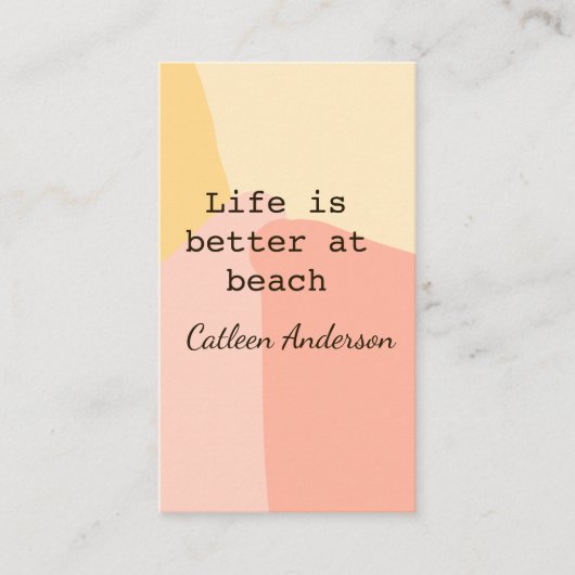 Life is better at beach yellow orange boho rustic  名刺 (正面)