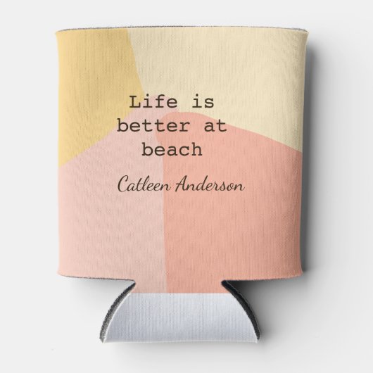 Life is better at beach yellow orange boho rustic  缶クーラー (正面)