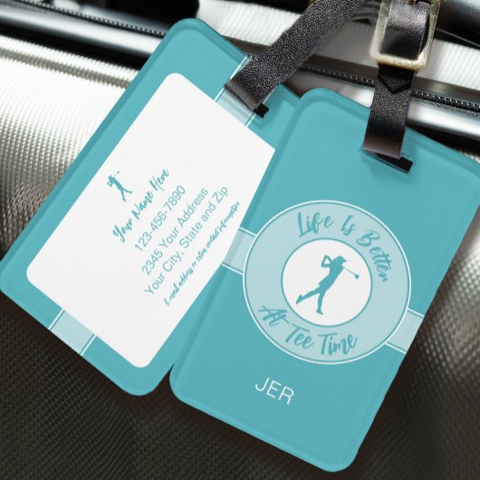 Life Is Better at Tee Time Personalized Golfer ラゲッジタグ