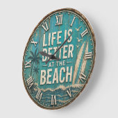 Life Is Better at the Beach ラージ壁時計 (傾斜)