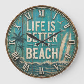 Life Is Better at the Beach ラージ壁時計 (正面)