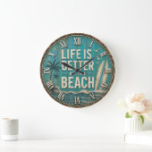 Life Is Better at the Beach ラージ壁時計 (ホーム)