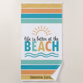 Life is Better at the Beach Customizable ビーチタオル (正面)