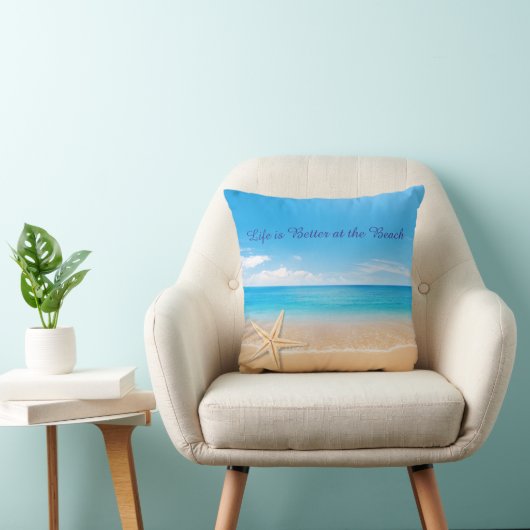 Life is Better at the Beach Throw Pillow, Personal クッション (椅子)