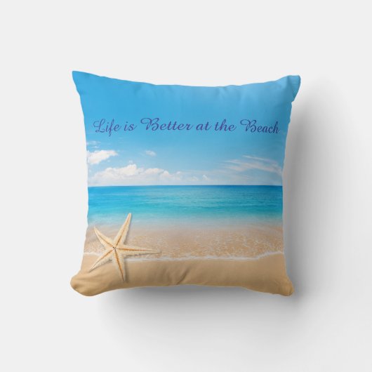 Life is Better at the Beach Throw Pillow, Personal クッション (正面)