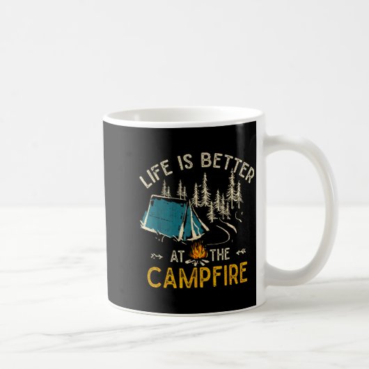 Life Is Better At The Campfire Funny Camper Camp C コーヒーマグカップ (右)