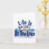 Life Is Better At The Lake Bum Fishing Boating Gif カード (黄色い花)