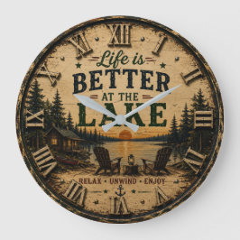Life Is Better at the Lake House ラージ壁時計