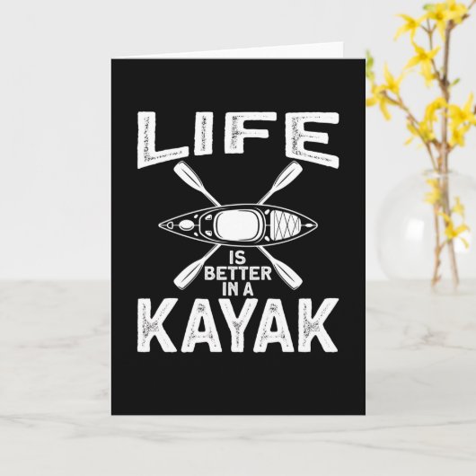 Life Is Better in A Kajak Canoe カード (黄色い花)
