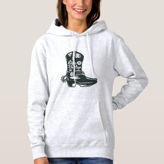 Life Is Better in Boots Women’s Sweatshirt – Cozy  パーカ (正面)