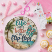 Life Is Better in Flip Flops Beach ペーパープレート (パーティー)