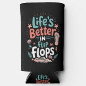 Life is Better in Flip-Flops – Fun Tropical Beach スリム缶クーラー (正面)