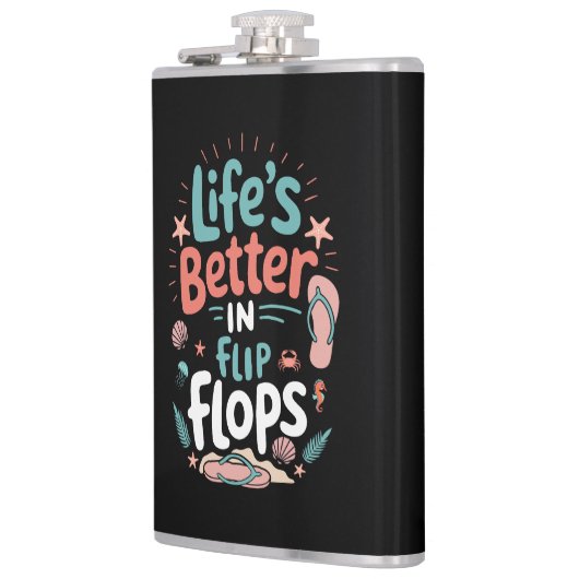 Life is Better in Flip-Flops – Fun Tropical Beach フラスク (左)