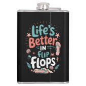 Life is Better in Flip-Flops – Fun Tropical Beach フラスク (裏面)