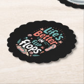 Life is Better in Flip-Flops – Fun Tropical Beach ペーパーコースター (アングル)