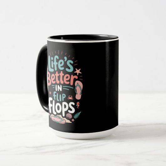 Life is Better in Flip-Flops – Fun Tropical Beach マグカップ (正面左)