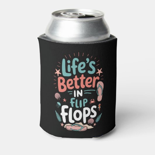 Life is Better in Flip-Flops – Fun Tropical Beach 缶クーラー (缶裏面)
