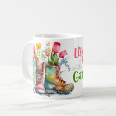 Life Is Better In The Garden Floral Boots コーヒーマグカップ (正面左)