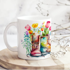 Life Is Better In The Garden Floral Boots コーヒーマグカップ