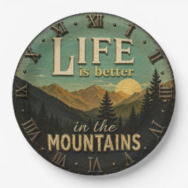 Life Is Better in the Mountains Rustic ペーパープレート