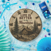 Life Is Better in the Mountains Rustic Cabin ペーパープレート (パーティー)
