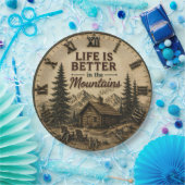 Life Is Better in the Mountains Rustic Cabin ペーパープレート (パーティー)