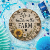 Life Is Better on the Farm Rustic Sunflower ペーパープレート (パーティー)