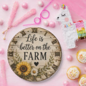 Life Is Better on the Farm Rustic Sunflower ペーパープレート (パーティー)